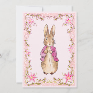 Klassischer Hase in einem rosa Mantel Einladung