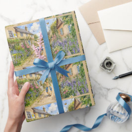 Klassischer Hase in englischer Kleinstadt Geschenkpapier