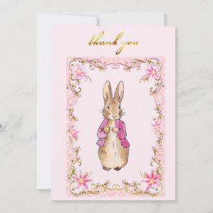 Klassischer Hase in rosa Jacke Dankeskarte