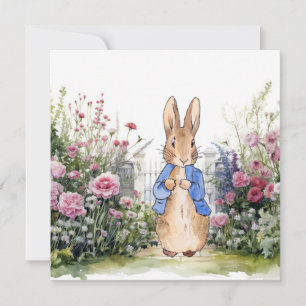 Klassischer Hase in seinem Blumengarten Einladung
