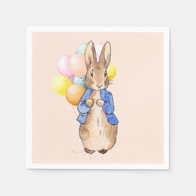 Klassischer Hase mit Ballons Serviette (Vorderseite)