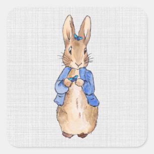 Klassischer Hase mit blauem Jackett Quadratischer Aufkleber