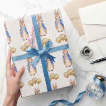Klassischer Hase mit goldenen Ballons