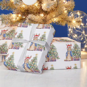 Klassischer Hase mit Weihnachtsbaum Geschenkpapier