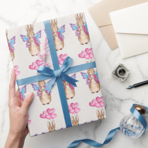 Klassischer Hase Schmetterlingsflügel Ballons Geschenkpapier