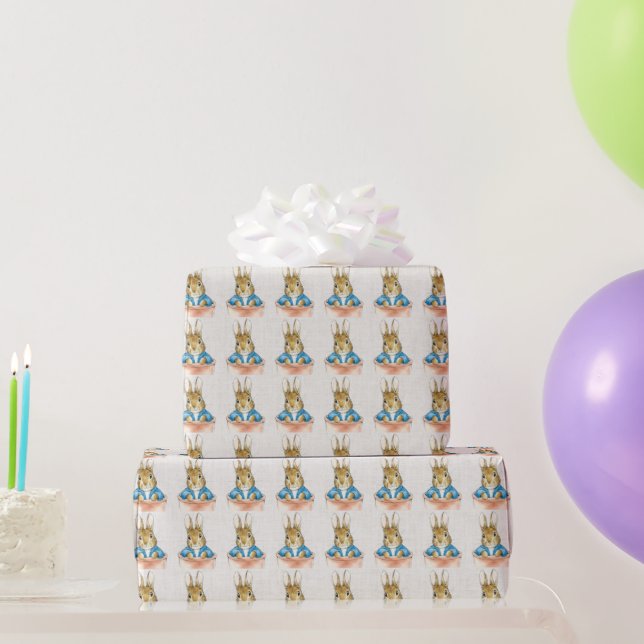 Klassischer Hase sitzt in einer Topfpflanze Geschenkpapier (Partygeschenke)