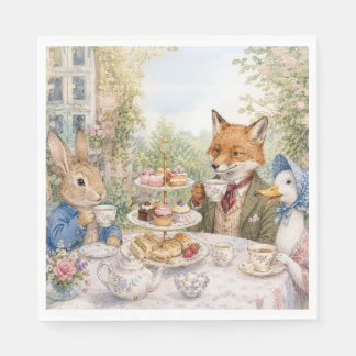 Klassischer Hasen-Enten-Fuchs-Nachmittags-Tee-Zeit Serviette