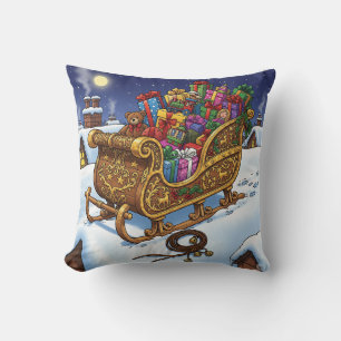 Klassischer Heiligabend: Santas Schlitten auf eine Kissen