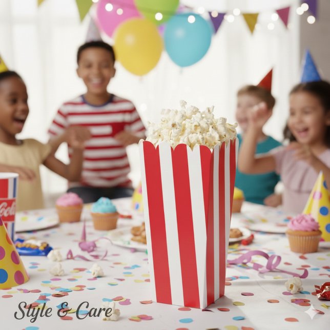 Klassischer, hellroter und weißgestreifter Popcorn Geschenkschachtel (Classic Bright Red and White Striped Popcorn Favor Boxes)