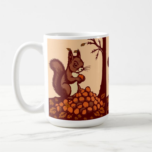 🐿️ Klassischer Herbst-Eichhörnchen-Becher  Kaffeetasse (Links)