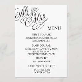 Klassischer Herr u. Frau Wedding Menu Menükarte
