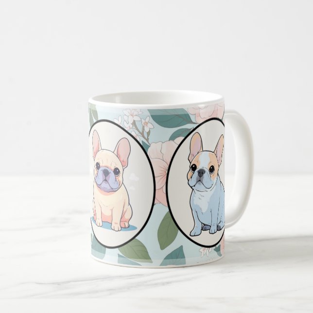 Klassischer Hintergrund für französische Bulldogs Kaffeetasse (VorderseiteRechts)