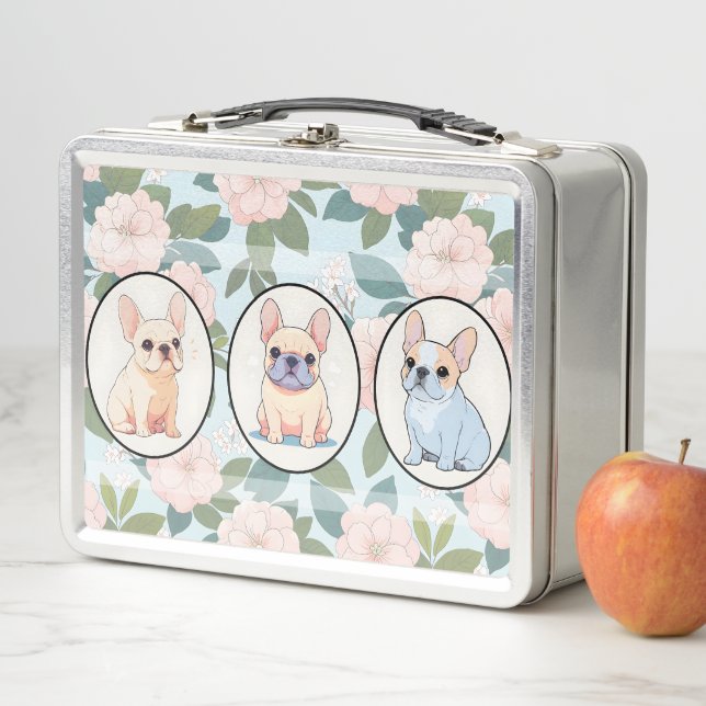 Klassischer Hintergrund für französische Bulldogs Metall Brotdose (Beispiel)
