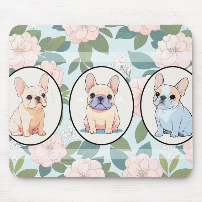 Klassischer Hintergrund für französische Bulldogs Mousepad (Vorne)