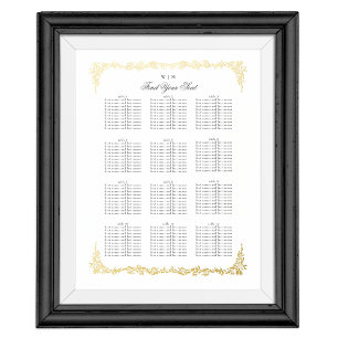 Klassischer Hochzeitstichtafelplan Gold Foliendrucke