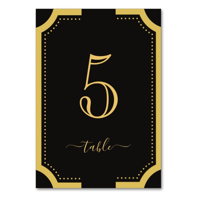 Klassischer Hochzeitstisch für Kupfer in Schwarz u Tischnummer (Vorderseite)