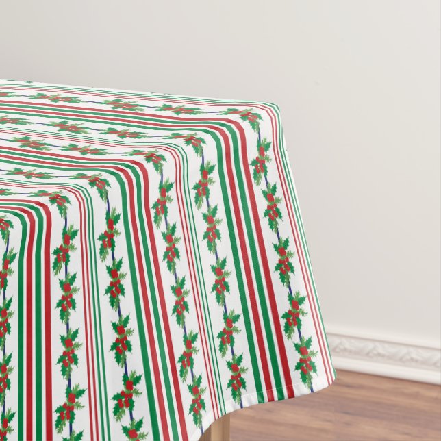 Klassischer Holly und Streifen Tischdecke (Beispiel)