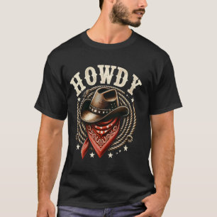 Klassischer Howdy-Cowboyhut & Bandana Western T-Shirt
