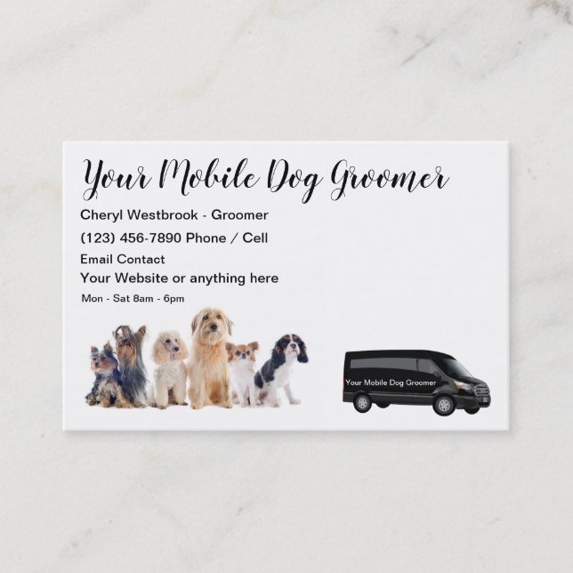 Klassischer Hund Grooming Mobile Service Visitenkarte (Vorderseite)