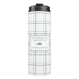 Klassischer, individualisierbarer Karierter Lake H Thermosbecher