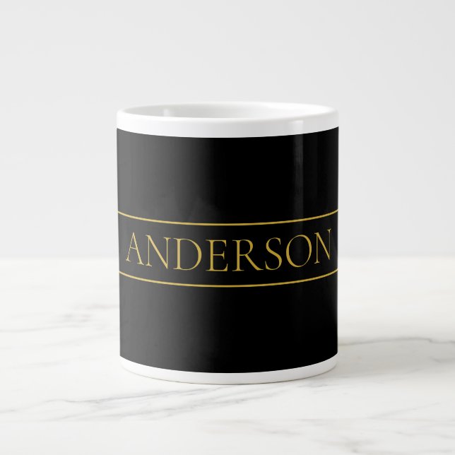 Klassischer, individuell anpassbarer Gold Text & Z Jumbo-Tasse (Vorderseite)