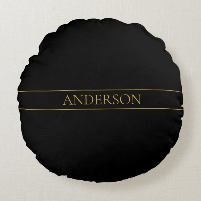 Klassischer, individuell anpassbarer Gold Text & Z Rundes Kissen (Vorderseite)