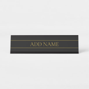 Klassischer, individuell anpassbarer Gold Text & Z Schreibtischnamensplakette