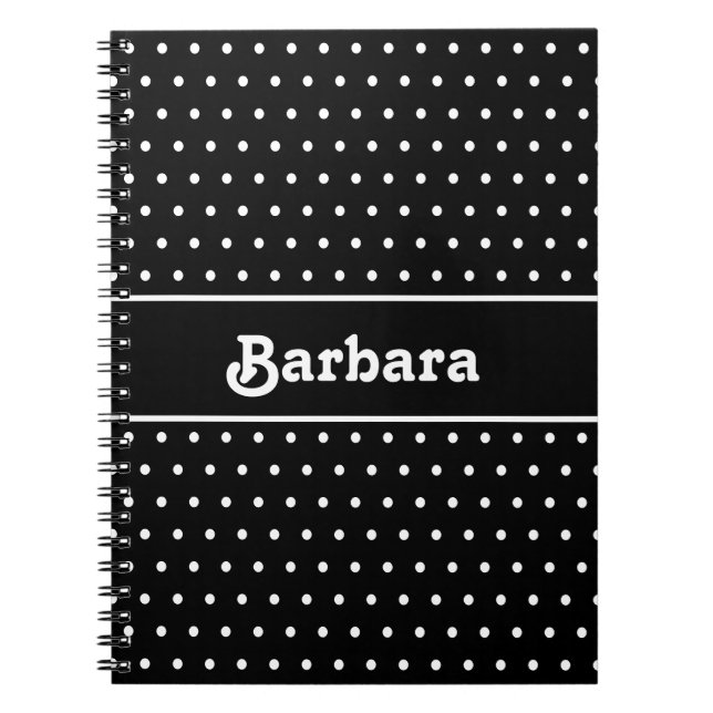 Klassischer Individuelle Name Polka Dot Black and  Notizblock (Vorderseite)