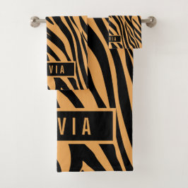 Klassischer Individuelle Name Tiger Tierdruckmuste Badhandtuch Set