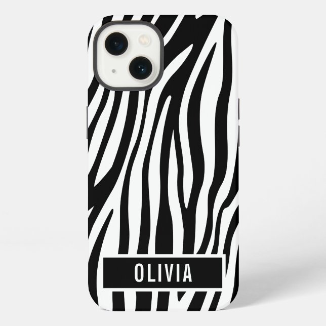 Klassischer Individuelle Name Zebra-Muster iPhone Hülle (Rückseite)