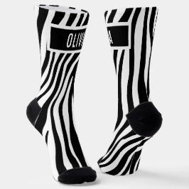 Klassischer Individuelle Name Zebra-Muster Socken