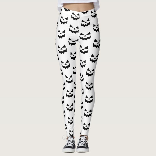 Klassischer Jack-oder-Laternen Kürbisgesicht Schwa Leggings (Vorderseite)