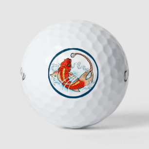 Klassischer japanischer Tätowierkoi-Karpfen und Di Golfball