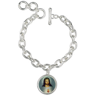 Klassischer Jesus Sacred Heart Silver Charm Chaple Armband