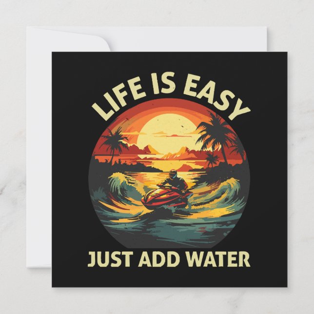 Klassischer Jet Ski Skier Einladung (Rückseite)