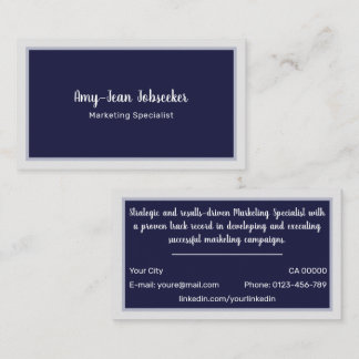 Klassischer Job Seeker Navy Frame einfach Minimali Visitenkarte