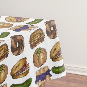 Klassischer Jüdischer Deli Foods Bagel Lox Knish B Tischdecke