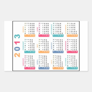 Klassischer Kalender 2013 Rechteckiger Aufkleber