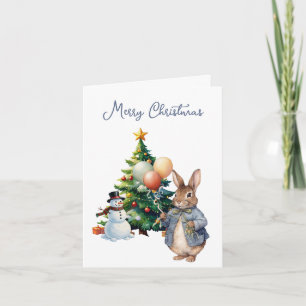 Klassischer Kaninchen-Weihnachtsbaum Feiertagskarte