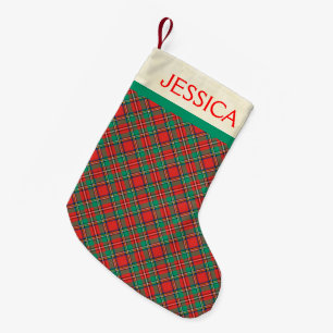 Klassischer Karierter Individuelle Name Kleiner Weihnachtsstrumpf