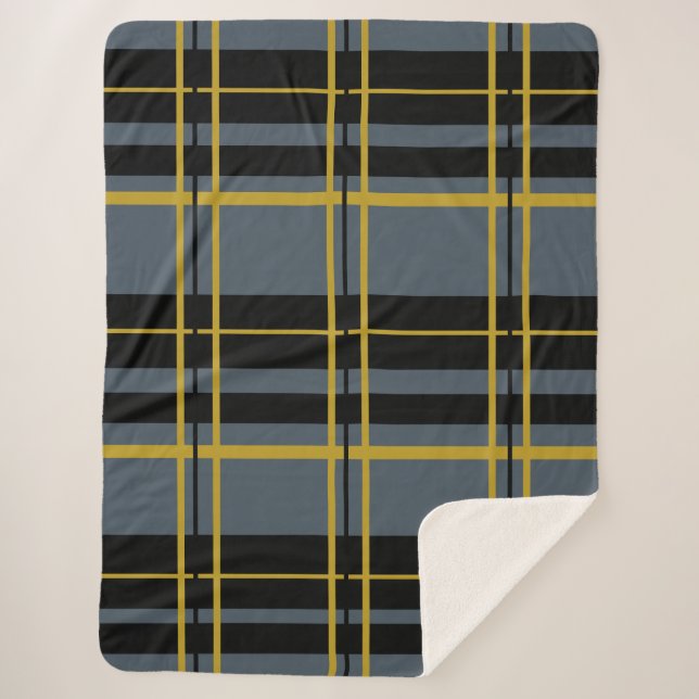 Klassischer Karierter Schwarz-Grau-Sherpa-Blanket Sherpadecke (Vorderseite)