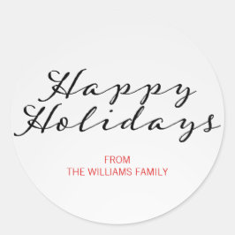 Klassischer Karierter Weihnachts-Happy Holidays St Runder Aufkleber