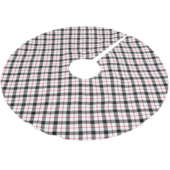 Klassischer Karierter Weihnachtsbaum Rot Schwarz-w Polyester Weihnachtsbaumdecke (Schrägansicht)