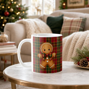 Klassischer Karo-Weihnachtsgebäck Frohe Weihnachte Kaffeetasse