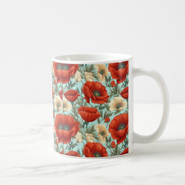 Klassischer Keramik-Mohn- und Wildblumenbecher Kaffeetasse (Rechts)