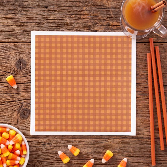 Klassischer Kürbis Herbst Gingham Karo Kariert Serviette (Von Creator hochgeladen)