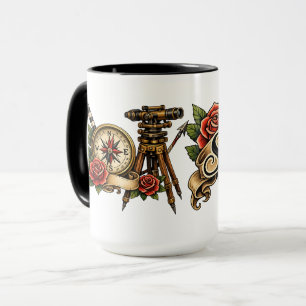 Klassischer Landvermesser-Tattoo Tasse
