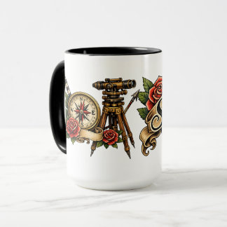 Klassischer Landvermesser-Tattoo Tasse
