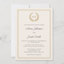 Klassischer Laurel Wreath mit Foto Wedding Einladung