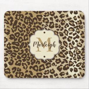 Klassischer Leopard Print Custom Monogram Name Mousepad